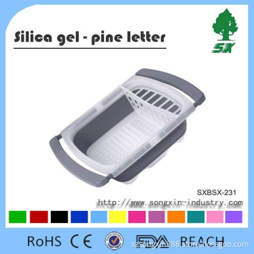 Hot Sale FDA approved Silicone Innovative Collapsible Dish Drainer/Collapsible Dish Rack with Arms